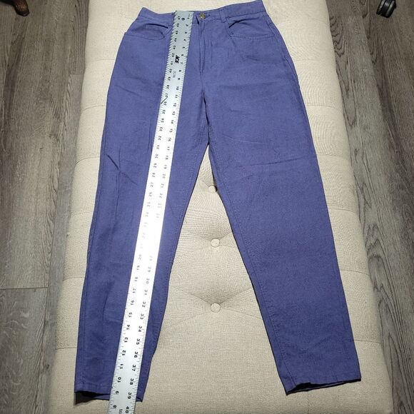Vintage Talbots Petites Minimalist Navy Blue Irish Linen Blend Tapered Pants 8 - Picture 9 of 9